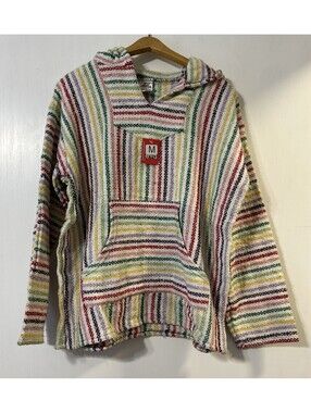 CB Apparel Baja Jacket Medium NWT Rainbow Stripped Hippie Long Sleeve